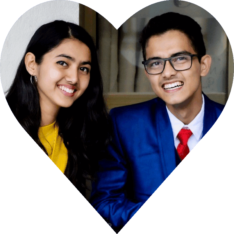 Heart-shaped picture of a happy smiling couple.