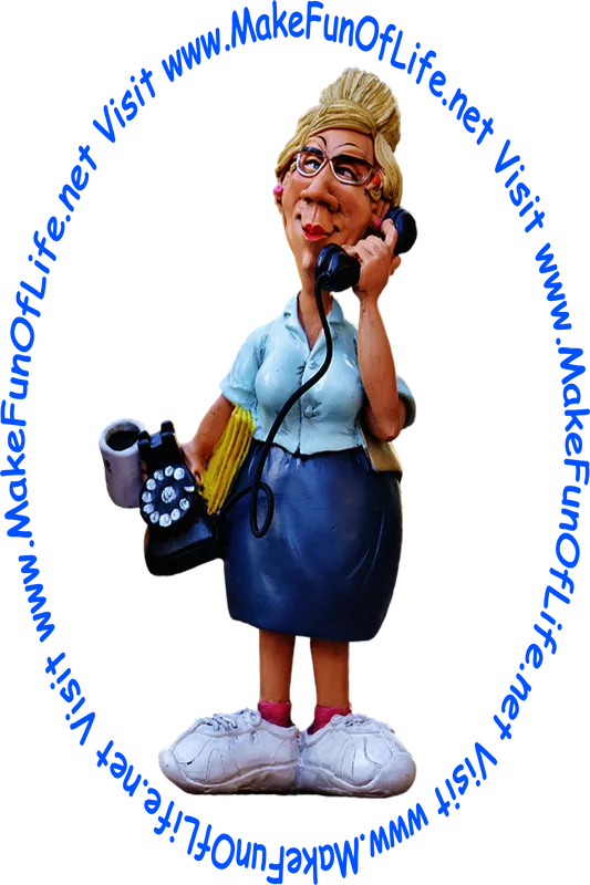 Picture of an office worker holding a telephone and file folders.