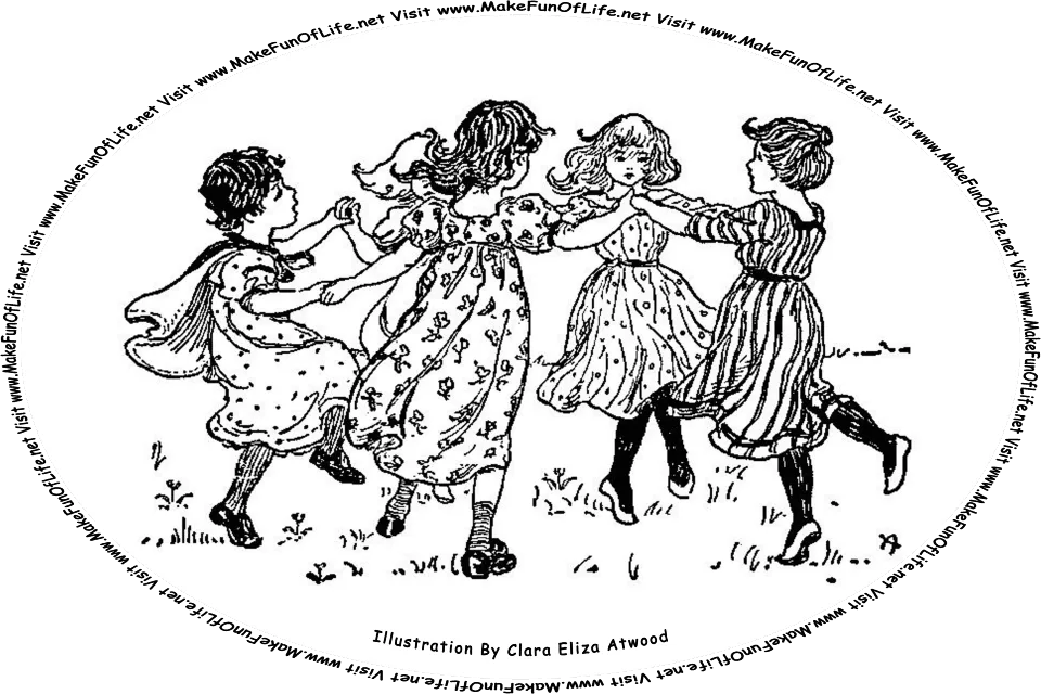 Picture of five girls holding hands in a circle and dancing, and the words, Visit www.MakeFunOfLife.net.