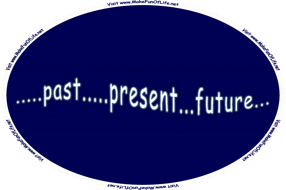 The words, ‘Past - Present - Future - Visit www.MakeFunOfLife.net.’