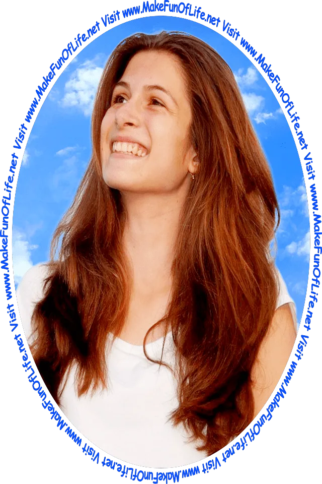 Picture of a happy smiling woman looking at the words and pictures on the website.
