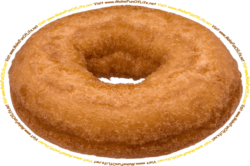 Picture of a plain doughnut of the cake variety, and the words, Visit www.MakeFunOfLife.net.