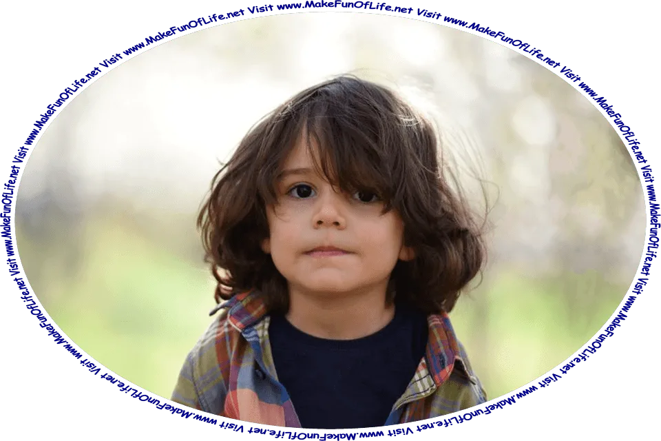 Picture of a young boy, and the words, ‘Visit www.MakeFunOfLife.net.’