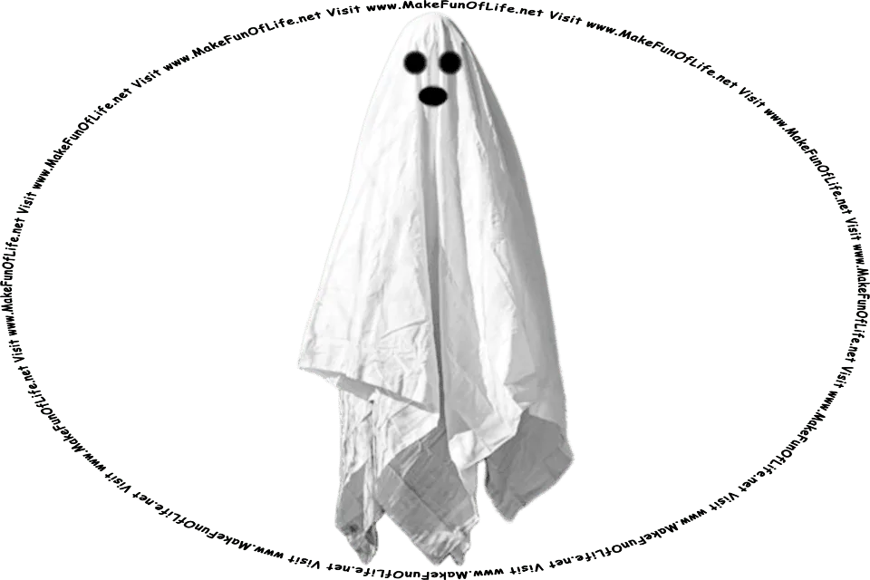 Picture of a spooky ghost, and the words, - Visit www.MakeFunOfLife.net.