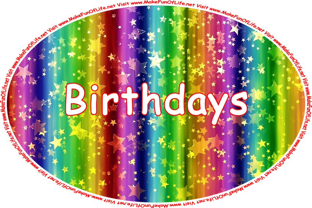 Click or tap here to visit the Birthdays Page or continue down this page to find clickable and tappable links to articles listed alphabetically by their titles and by the pages on which they can be found.