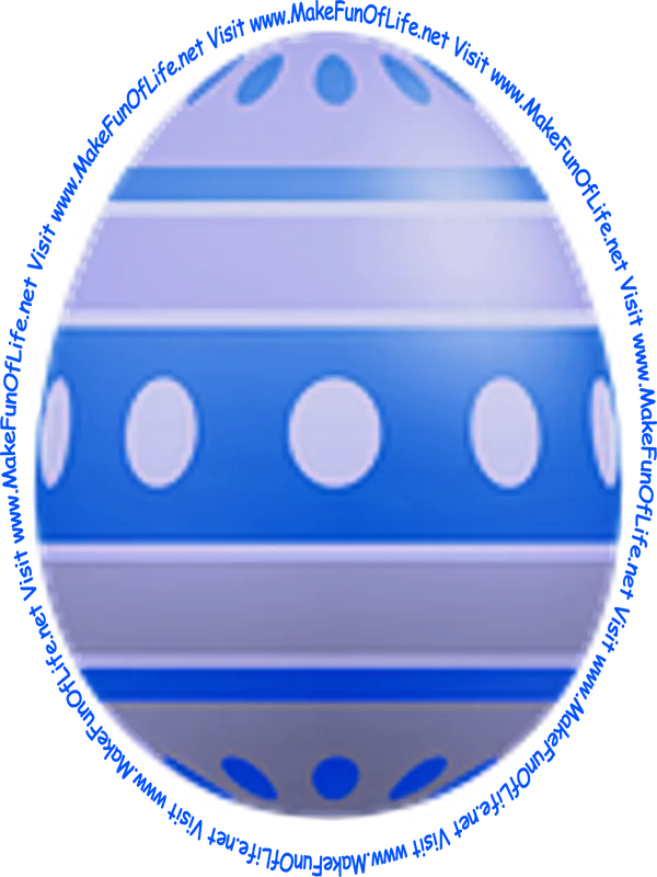 Picture of a decorated Easter egg with lavender and gray horizontal stripes and white circles.