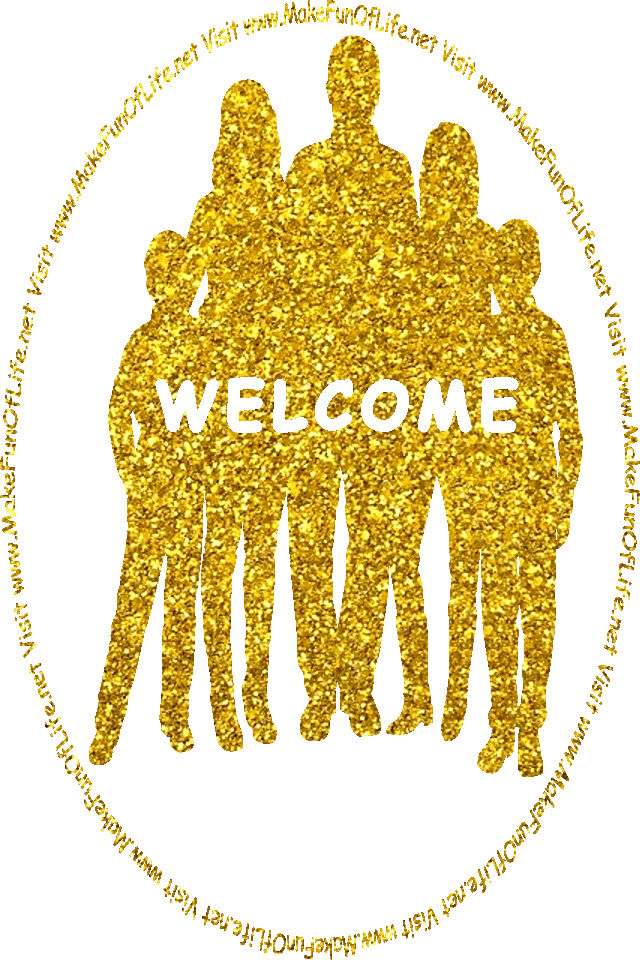 Silhouette of a family standing together, and the words, ‘Welcome - Visit www.MakeFunOfLife.net.’